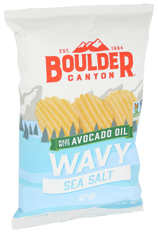 Boulder Canyon Chips Wavy Sea Salt - Left - Front