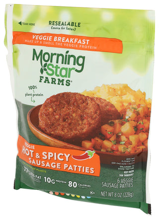 Morningstar Farms Sausage Patty Hot & Spcy - Right - Front