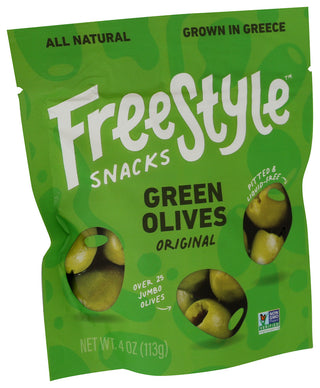 Freestyle Snacks Olives Green Orig - Left - Front