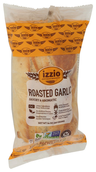 Izzio Artisan Bakery Bread Roasted Garlic Tb - Left - Front