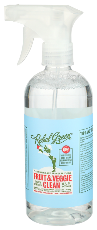REBEL GREEN FRUIT & VEGGIE CLEAN, 17. FL. OZ. - Right - Front