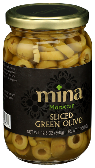 Mina Olives Green Sliced - Left - Front