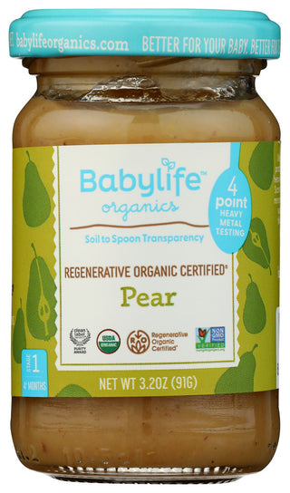 Babylife Jars Baby Food Pear - No Plunge - Front