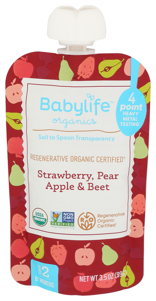 Babylife Pouch Strwby Pr Apl Beet - Centre - Front