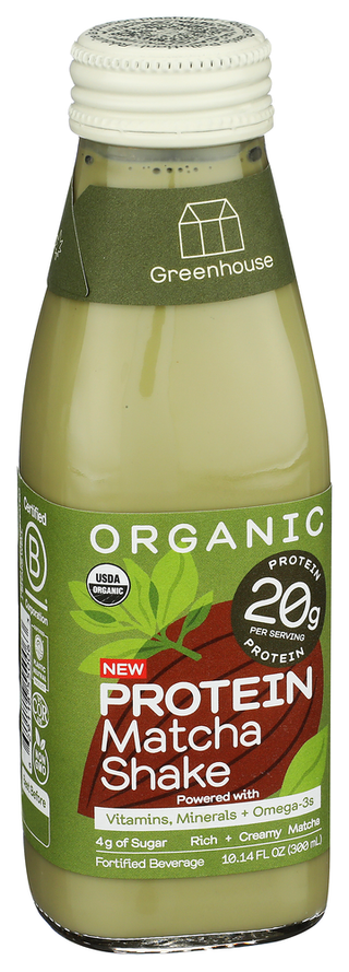 Greenhouse Protein Shake Matcha Org - Left - Front