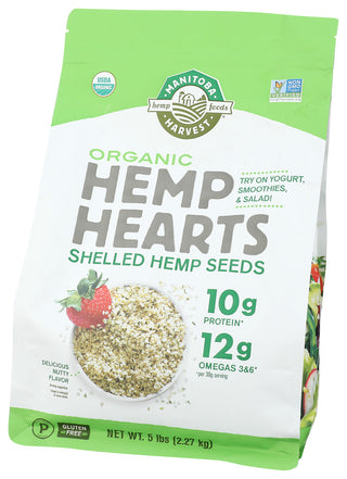 MANITOBA HARVEST RAW SHELLED HEMP SEEDS ORGANIC HEMP HEARTS, 5 LB. - Right - Front