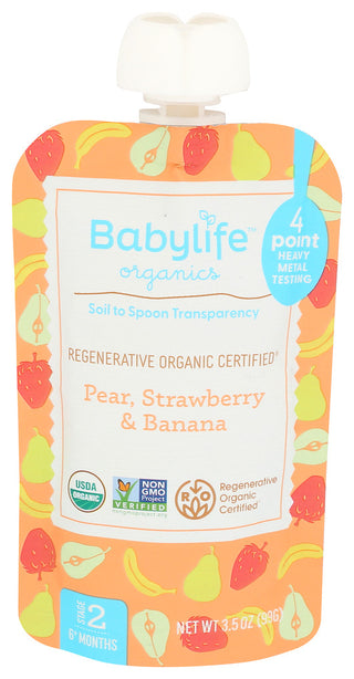 Babylife Pouch Pear Strwbr Banana - Centre - Front