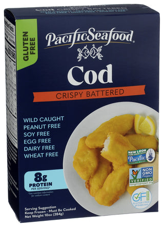 Pacific Seafood Brand Cod Battered - Left - Front