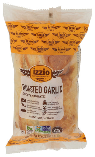Izzio Artisan Bakery Bread Roasted Garlic Tb - Centre - Front