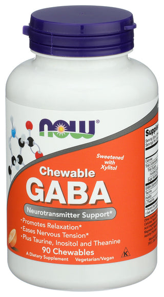 NOW CHEWABLE GABA NATURAL NEUROTRANSMITTER DIETARY SUPPLEMENT, 90 COUNT - Right - Front