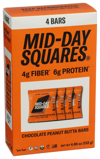 Mid Day Squares Bar Peanut Butter 4pk - Left - Front