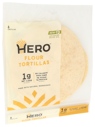 Hero Bread Tortillas 8in 6pc - Left - Front