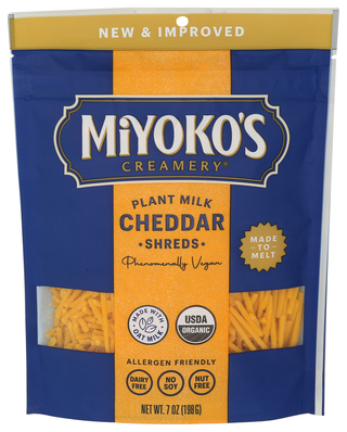 Miyokos Creamery Cheese Shreds Cheddar - Centre - Front