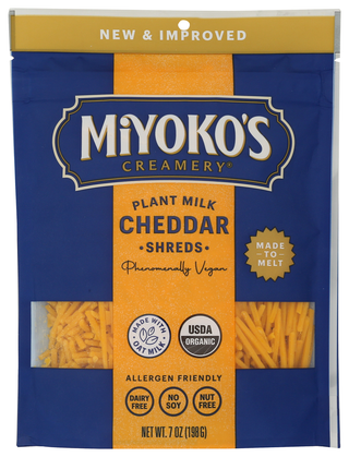 Miyokos Creamery Cheese Shreds Cheddar - No Plunge - Front