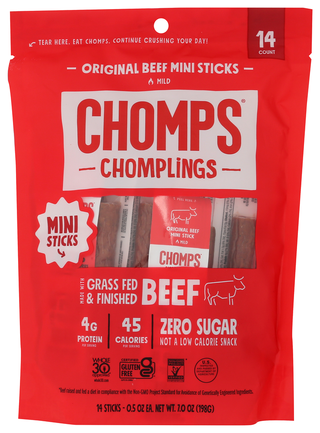Chomps Chomplings Beef 14pk - No Plunge - Front