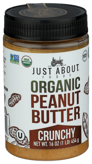 Just About Foods Peanut Butter Crnchy Org - Left - Front