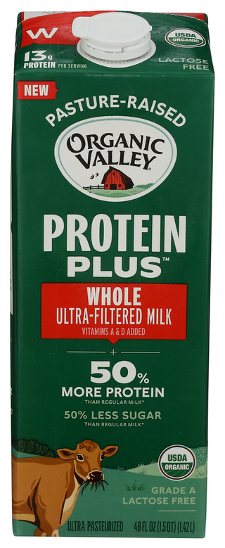 Organic Valley Protein Plus Organic Whole Ultra-Filtered Milk, 48 fl oz - Centre - Front