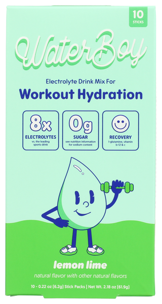Waterboy Workout Lemon Lime 10pkt - No Plunge - Front