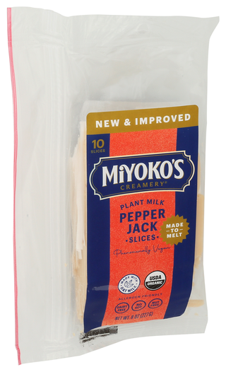 Miyokos Creamery Cheese Slices Peppr Jack - Left - Front