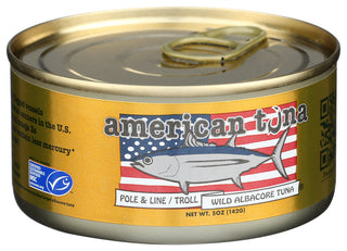 AMERICAN TUNA WILD ALBACORE TUNA WITH SEA SALT, 6 OZ. - Left - Front