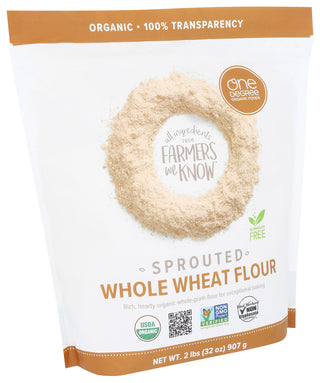 ONE DEGREE ORG SPROUTED WHOLE WHEAT FLOUR, 32 OZ. - Left - Front