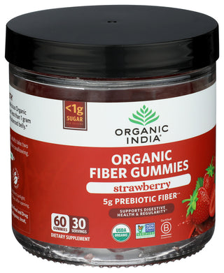 Organic India Fiber Org Strwbry Gummy - Left - Front