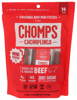 Chomps Chomplings Beef 14pk - Centre - Front