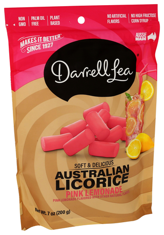 Darrell Lea Licorice Pink Lemonade - Left - Front