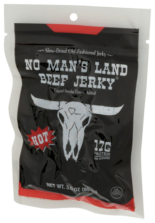 No Mans Land Jerky Beef Hot - Right - Front