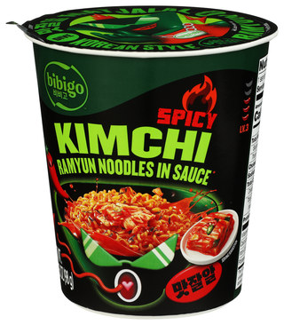 Bibigo Cup Ramyun Kimchi Spicy - Right - Front