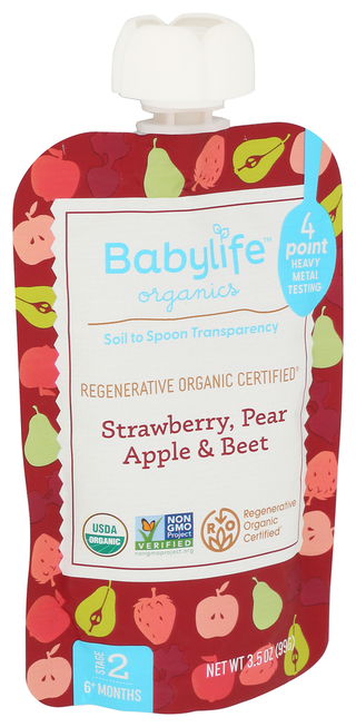 Babylife Pouch Strwby Pr Apl Beet - Left - Front