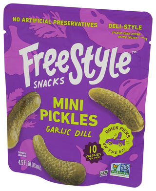 Freestyle Snacks Pickles Dill Garlic Mini - Right - Front