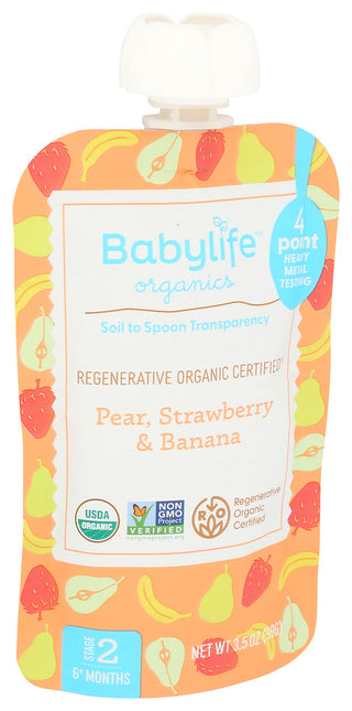 Babylife Pouch Pear Strwbr Banana - Left - Front