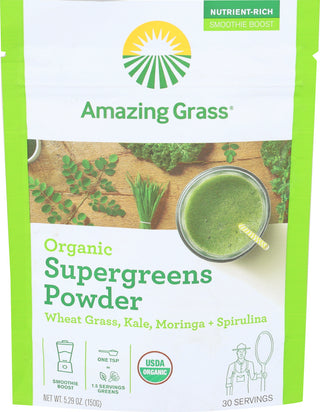 AMAZING GRASS ORGANIC SUPERGREENS POWDER, 5.29 OZ. - Centre - Front