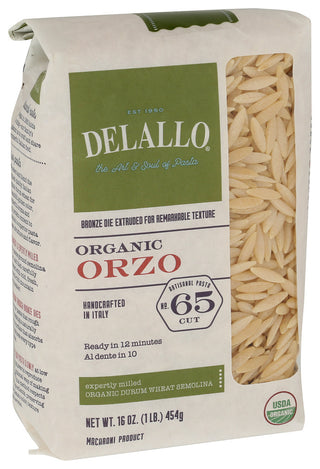 Delallo Pasta Orzo 65 Org - Left - Front