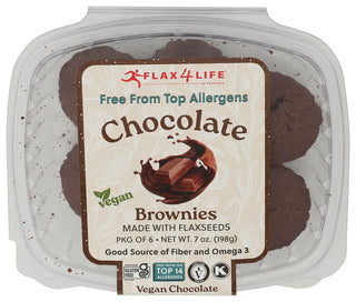 Flax4life Brownie Choc Vegan 6pc - Centre - Front