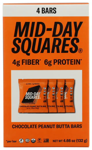 Mid Day Squares Bar Peanut Butter 4pk - No Plunge - Front