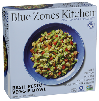 Blue Zones Kitchen Bowl Veggie Basil Pesto - Left - Front