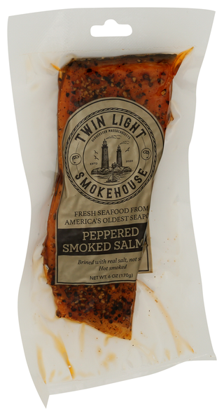 Twin Light Smokehouse Salmon Smoked Peppered - Left - Front