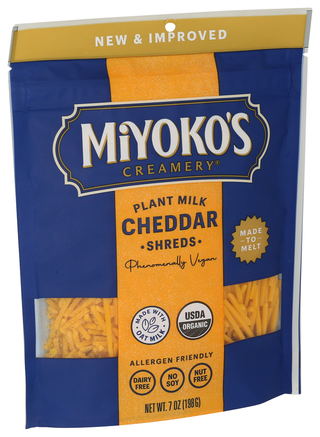 Miyokos Creamery Cheese Shreds Cheddar - Left - Front