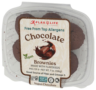 Flax4life Brownie Choc Vegan 6pc - Right - Front
