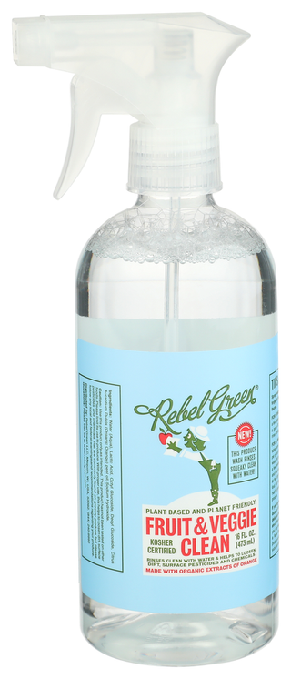 REBEL GREEN FRUIT & VEGGIE CLEAN, 17. FL. OZ. - Left - Front