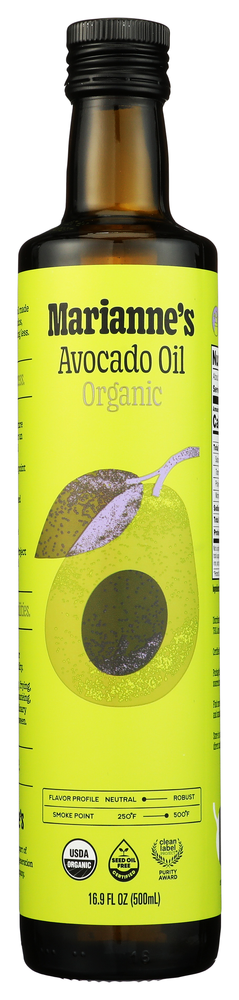 Mariannes Harvest Oil Avocado Org - No Plunge - Front