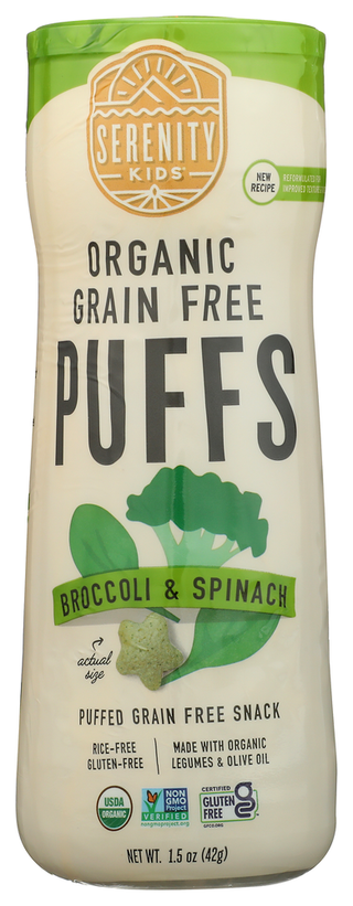 Serenity Kids Puffs Broccoli Spinach - No Plunge - Front