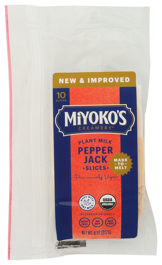 Miyokos Creamery Cheese Slices Peppr Jack - No Plunge - Front