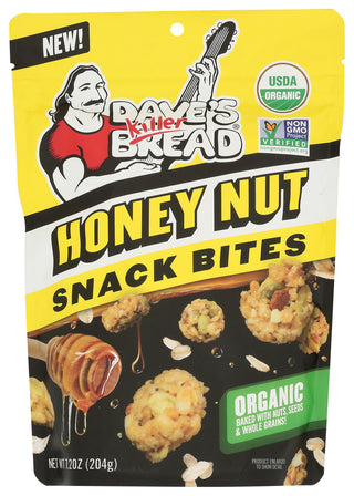 DAVE'S KILLER BREAD HEAVENLY HONEY NUT CRUNCHY SNACK BITES, HONEY ORGANIC SNACKS, 7.2 OZ - No Plunge - Front