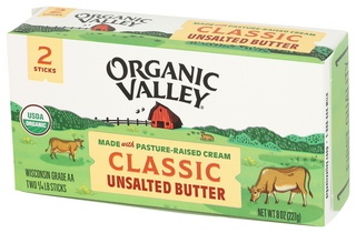 Organic Valley Unsalted Organic Butter, 8 oz - Right - Front