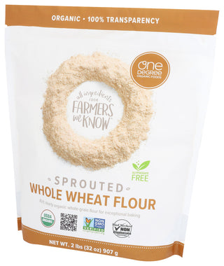 ONE DEGREE ORG SPROUTED WHOLE WHEAT FLOUR, 32 OZ. - Right - Front