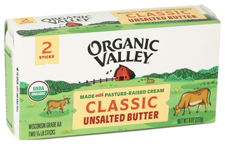 Organic Valley Unsalted Organic Butter, 8 oz - Left - Front