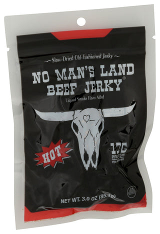 No Mans Land Jerky Beef Hot - Left - Front